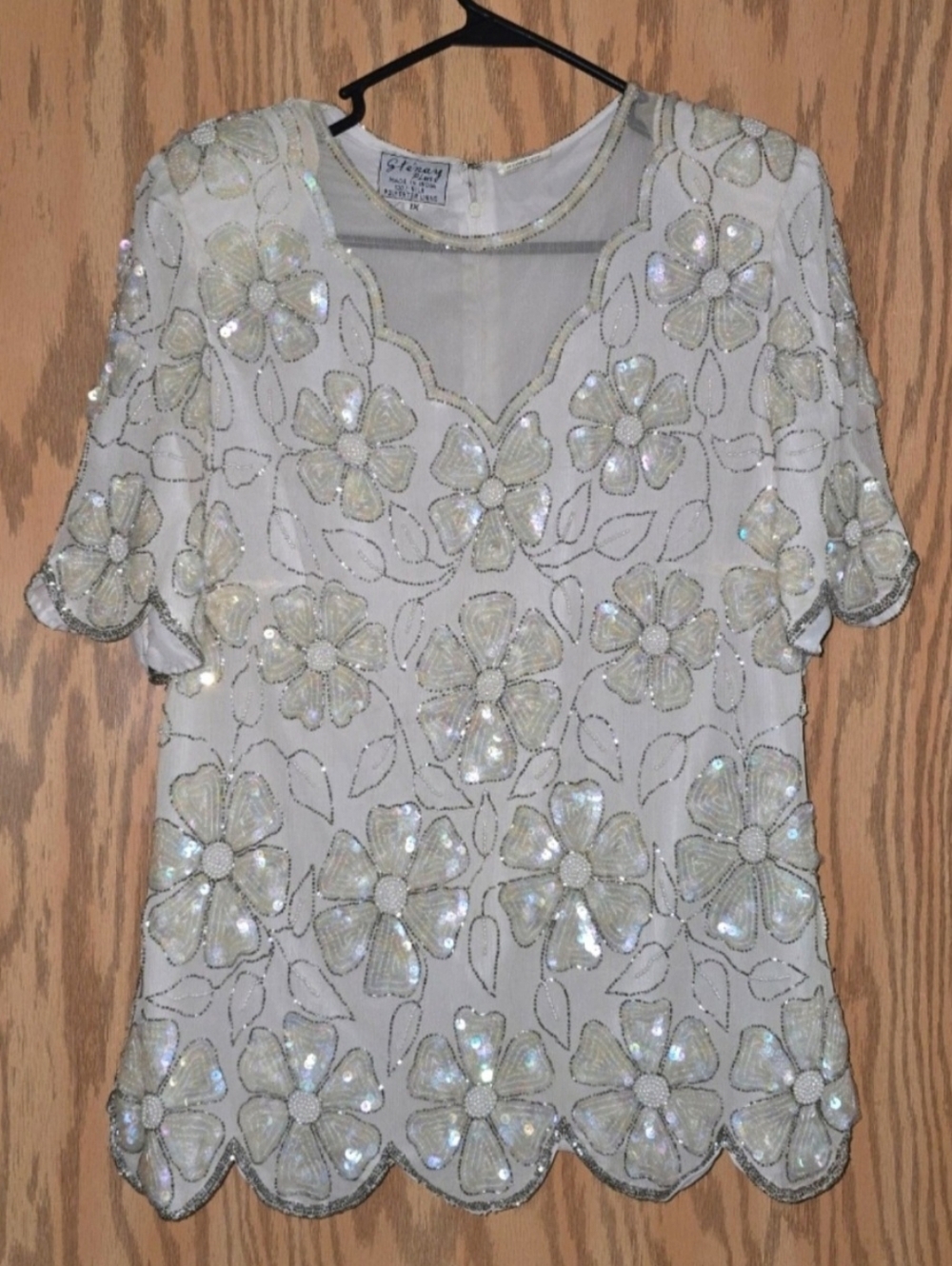 Vintage Ste’nay Hand-Beaded Silk Floral Blouse